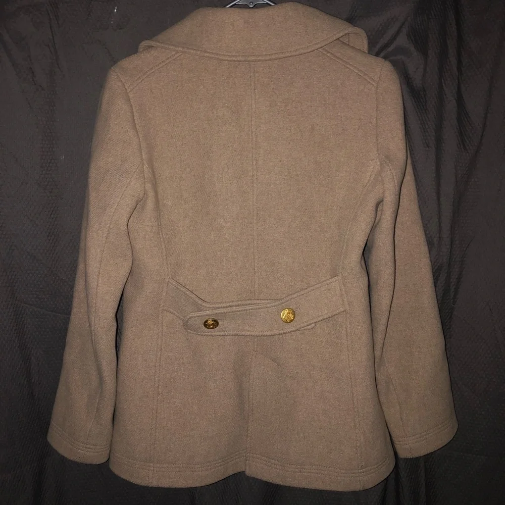 J. Crew Tan Pea Coat with Gold Buttons - Picture 3 of 4